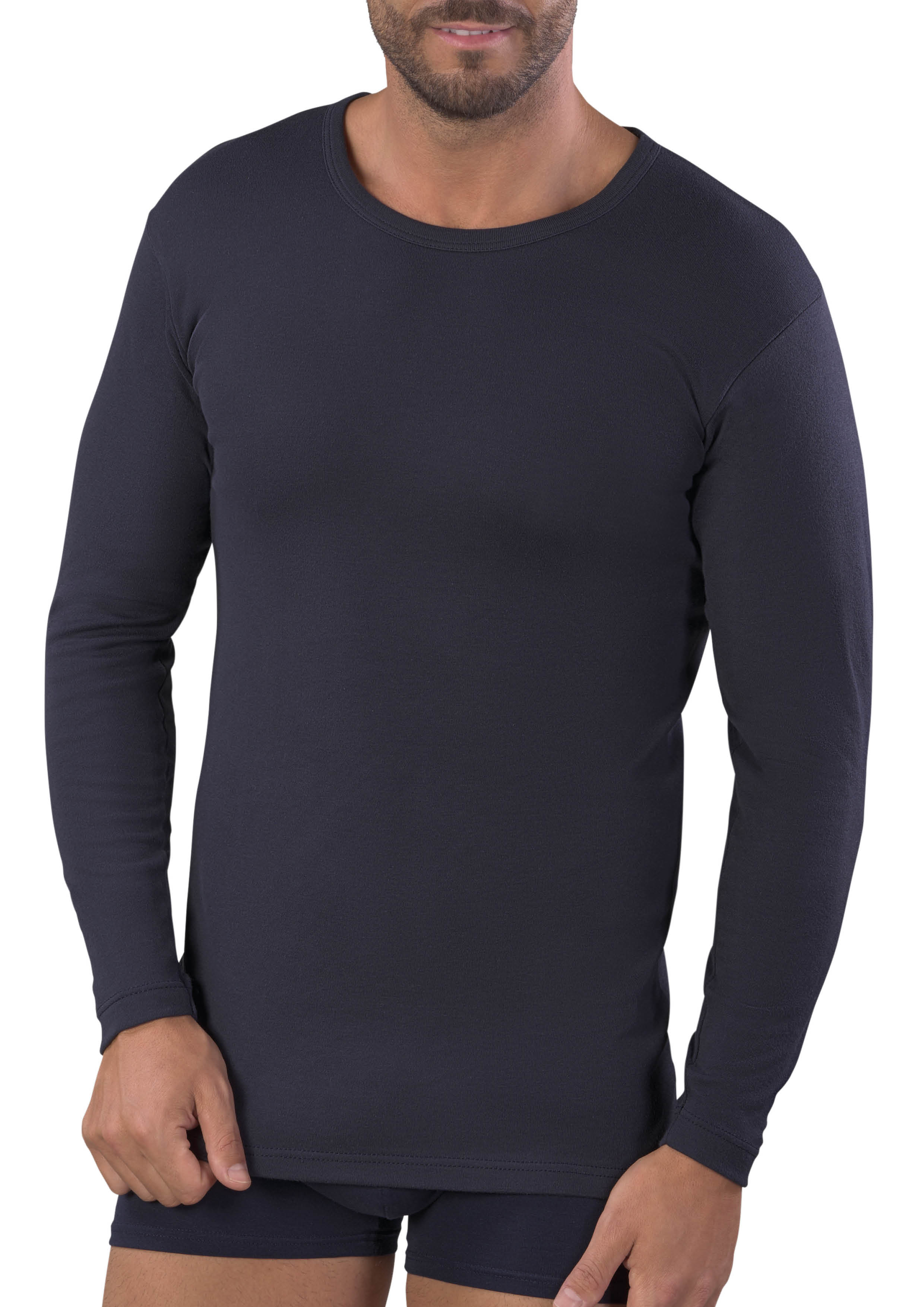 MAGLIA MANICA LUNGA UOMO GIROCOLLO 100% COTONE CALDO INTERLOCK
