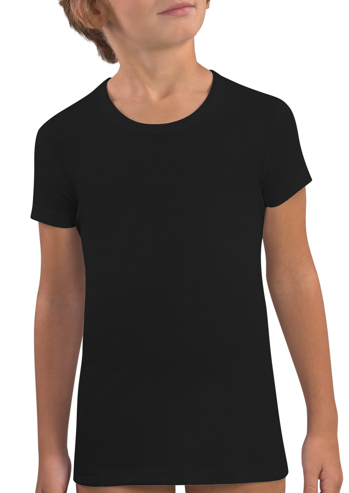 Maglia Mezza Manica Ragazzo Girocollo 100% Cotone Caldo Interlock