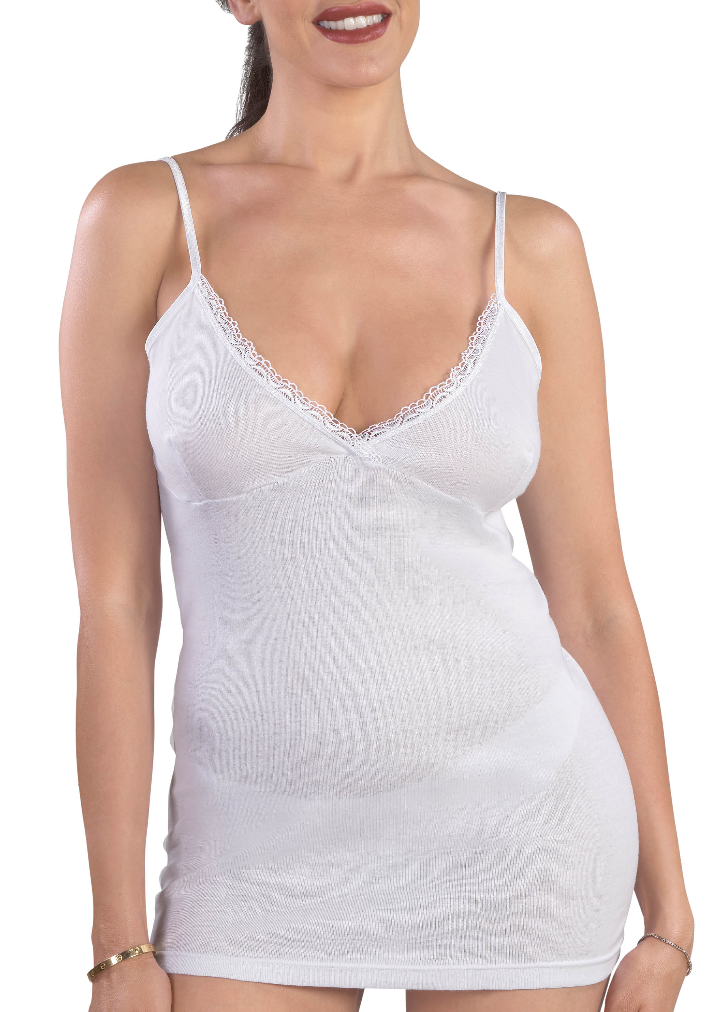 CANOTTA SPALLA STRETTA DONNA FORMA SENO 100% PURO COTONE COSTINA 1/1