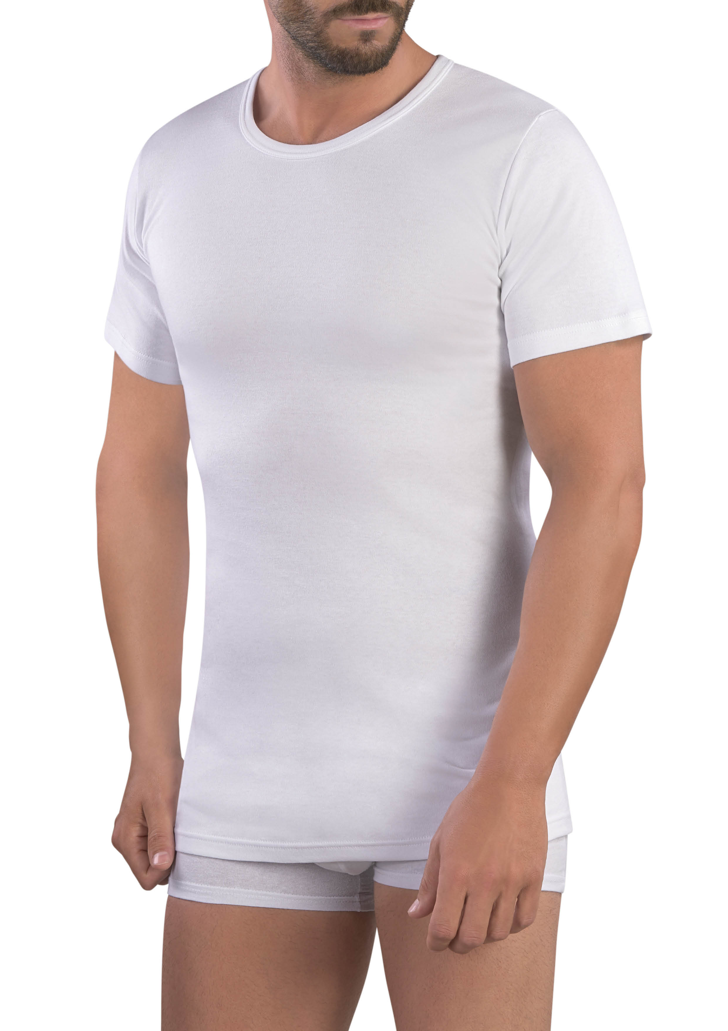 MAGLIA MEZZA MANICA UOMO GIROCOLLO 100% COTONE CALDO INTERLOCK