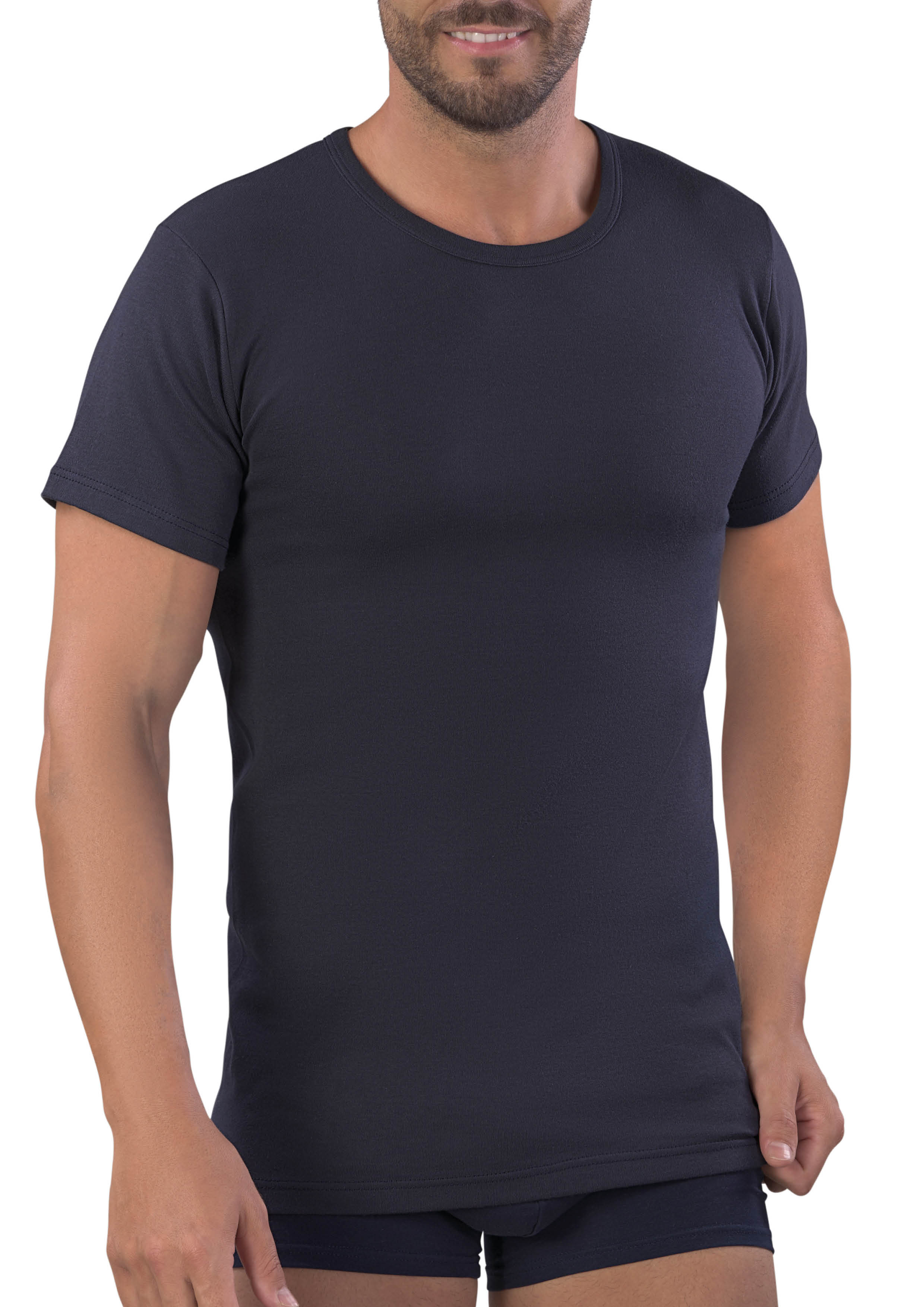 MAGLIA MEZZA MANICA UOMO GIROCOLLO 100% COTONE CALDO INTERLOCK