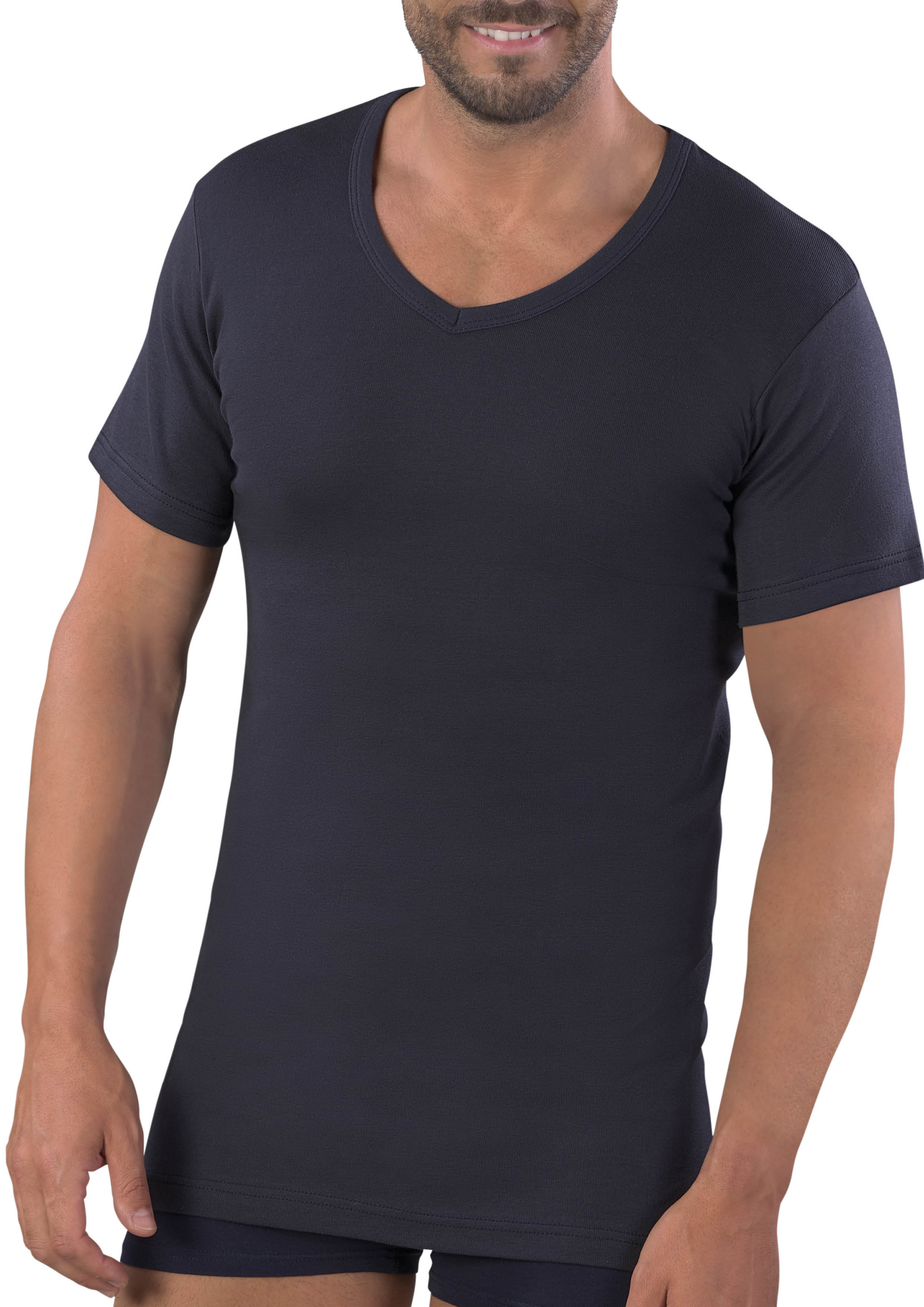 MAGLIA MEZZA MANICA UOMO COLLO A PUNTA 100% COTONE CALDO INTERLOCK