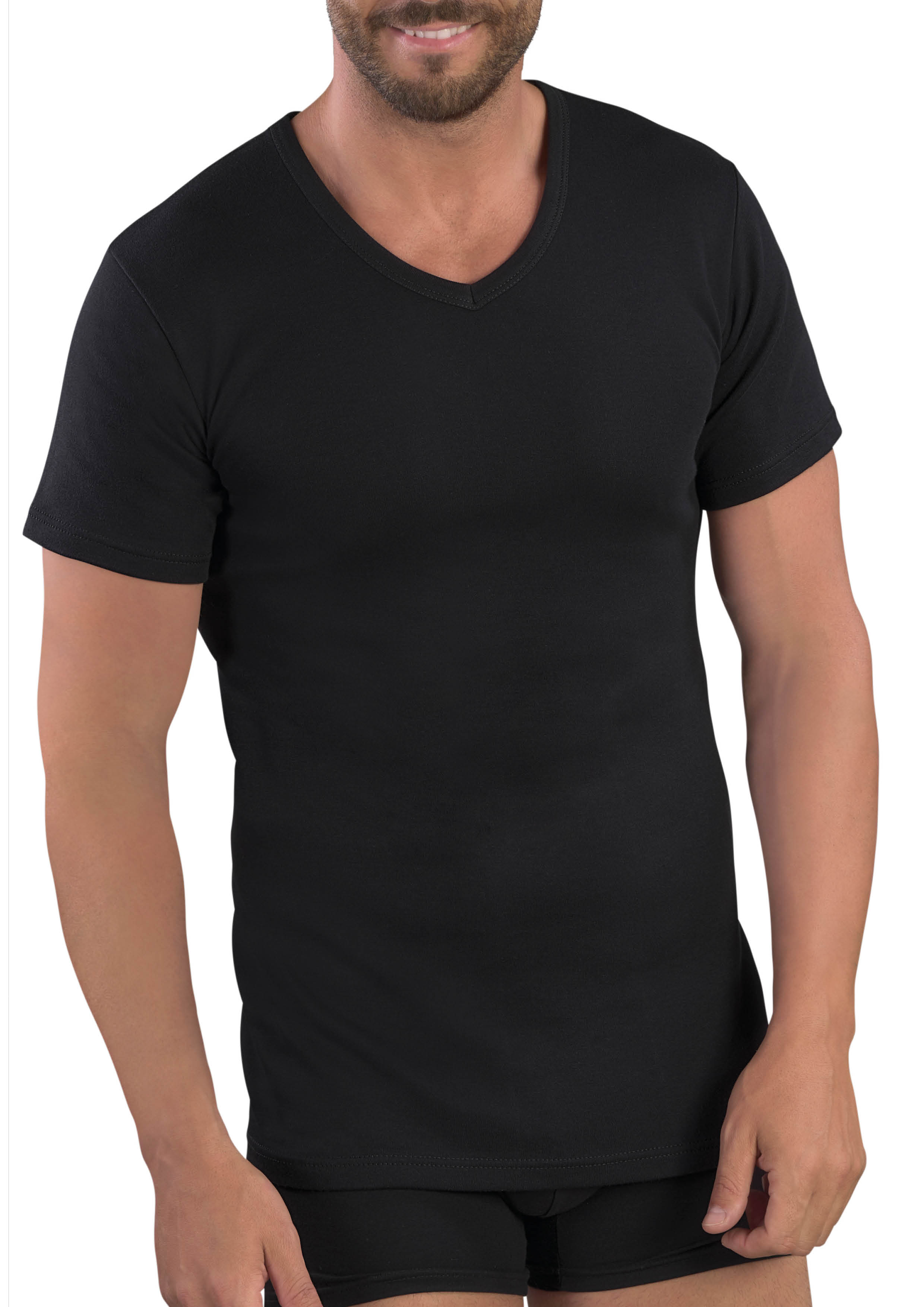 MAGLIA MEZZA MANICA UOMO COLLO A PUNTA 100% COTONE CALDO INTERLOCK