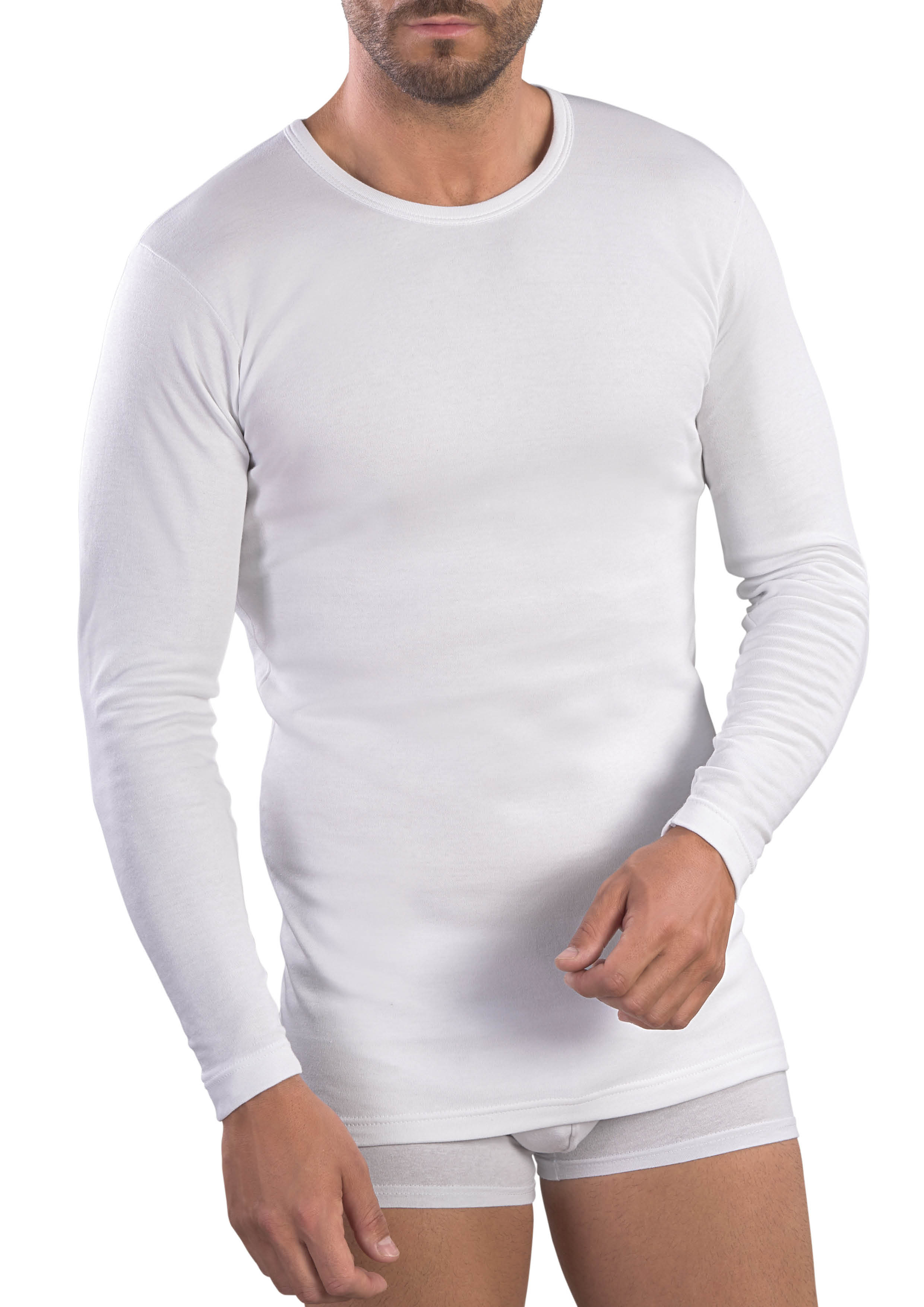 MAGLIA MANICA LUNGA UOMO GIROCOLLO 100% COTONE CALDO INTERLOCK