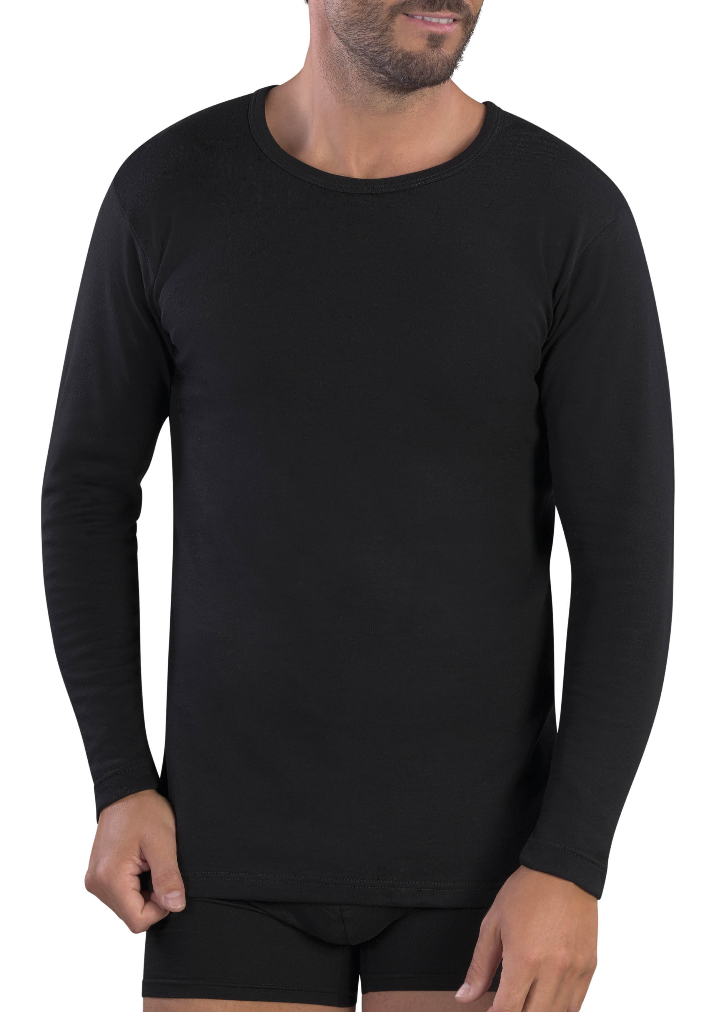 MAGLIA MANICA LUNGA UOMO GIROCOLLO 100% COTONE CALDO INTERLOCK