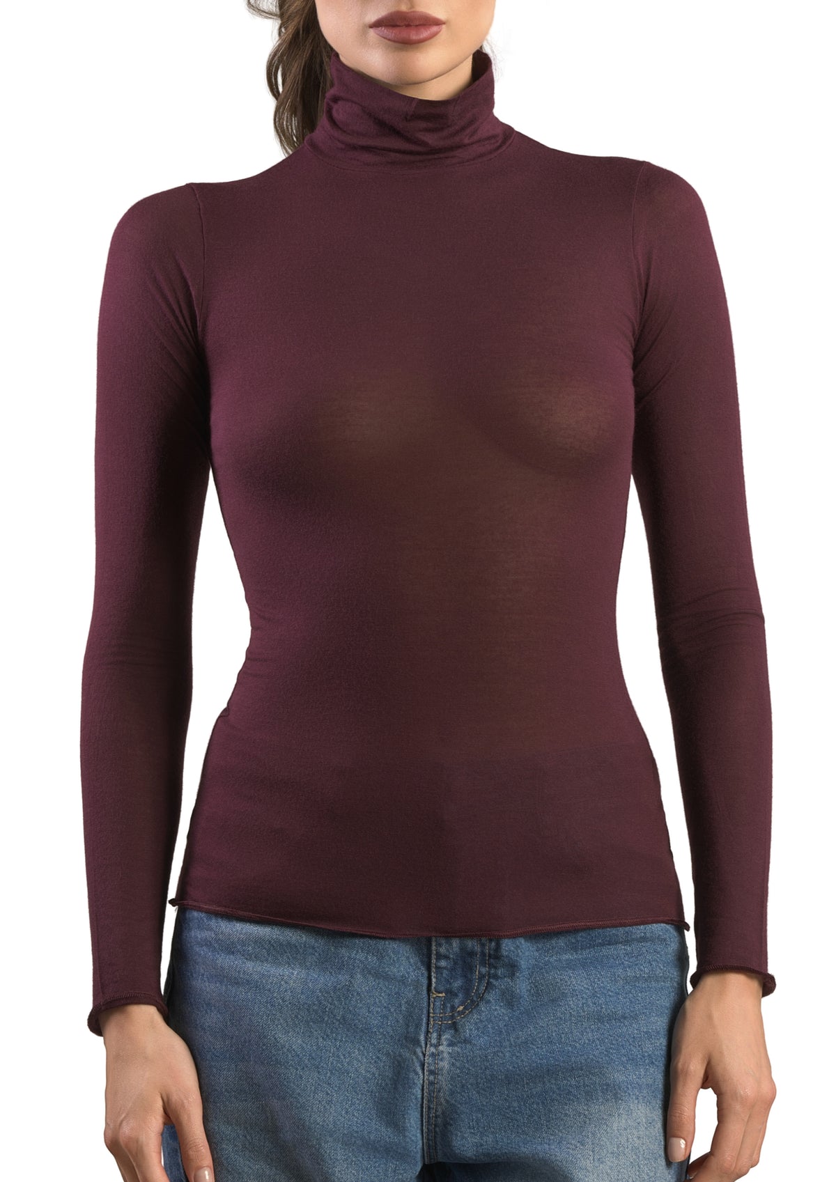 Dolcevita Manica Lunga Donna Modal e Cashmere Bordeaux