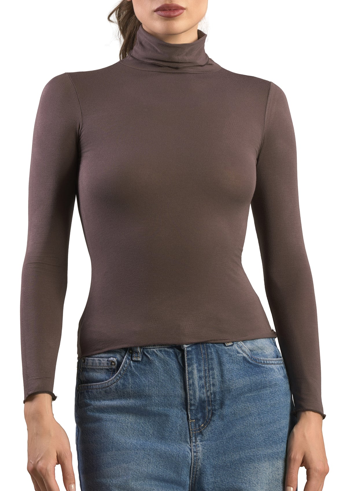 Dolcevita Manica Lunga Donna Modal e Cashmere Marrone