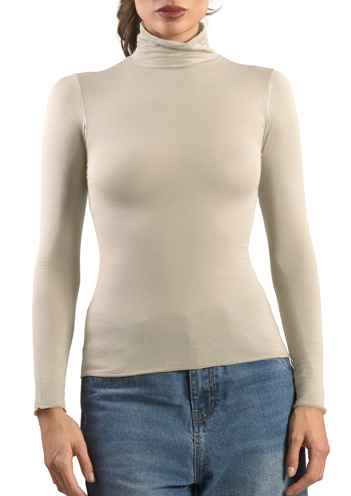Dolcevita Manica Lunga Donna Modal e Cashmere Panna