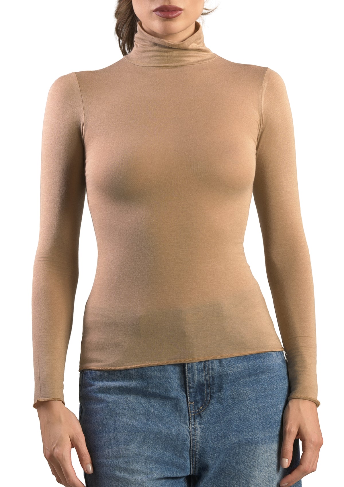 Dolcevita Manica Lunga Donna Modal e Cashmere Visone